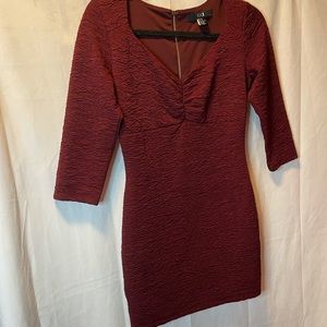 Maroon long sleeve mini dress